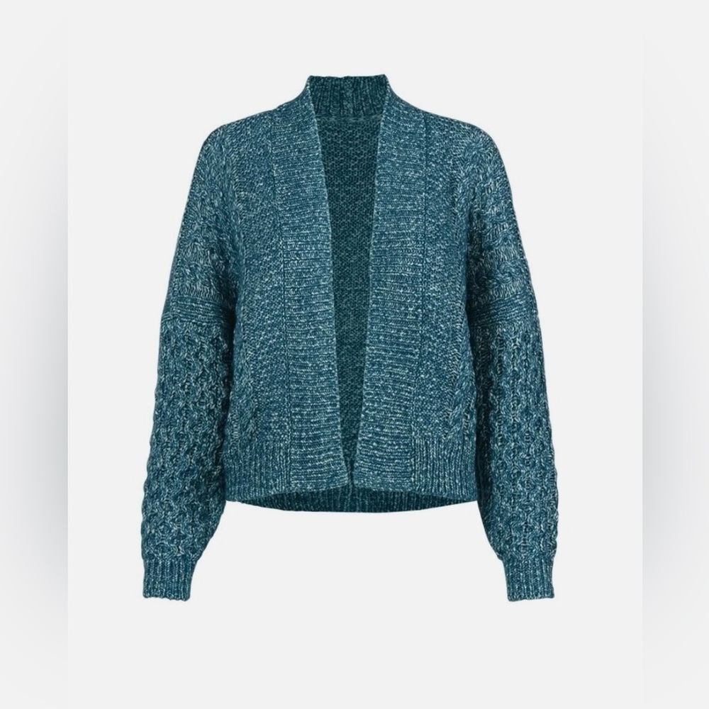 CAbi Women’s Blue/ White Astral Open Front LS Cable Knit Cardigan SweaterSize XS - Picture 2 of 13
